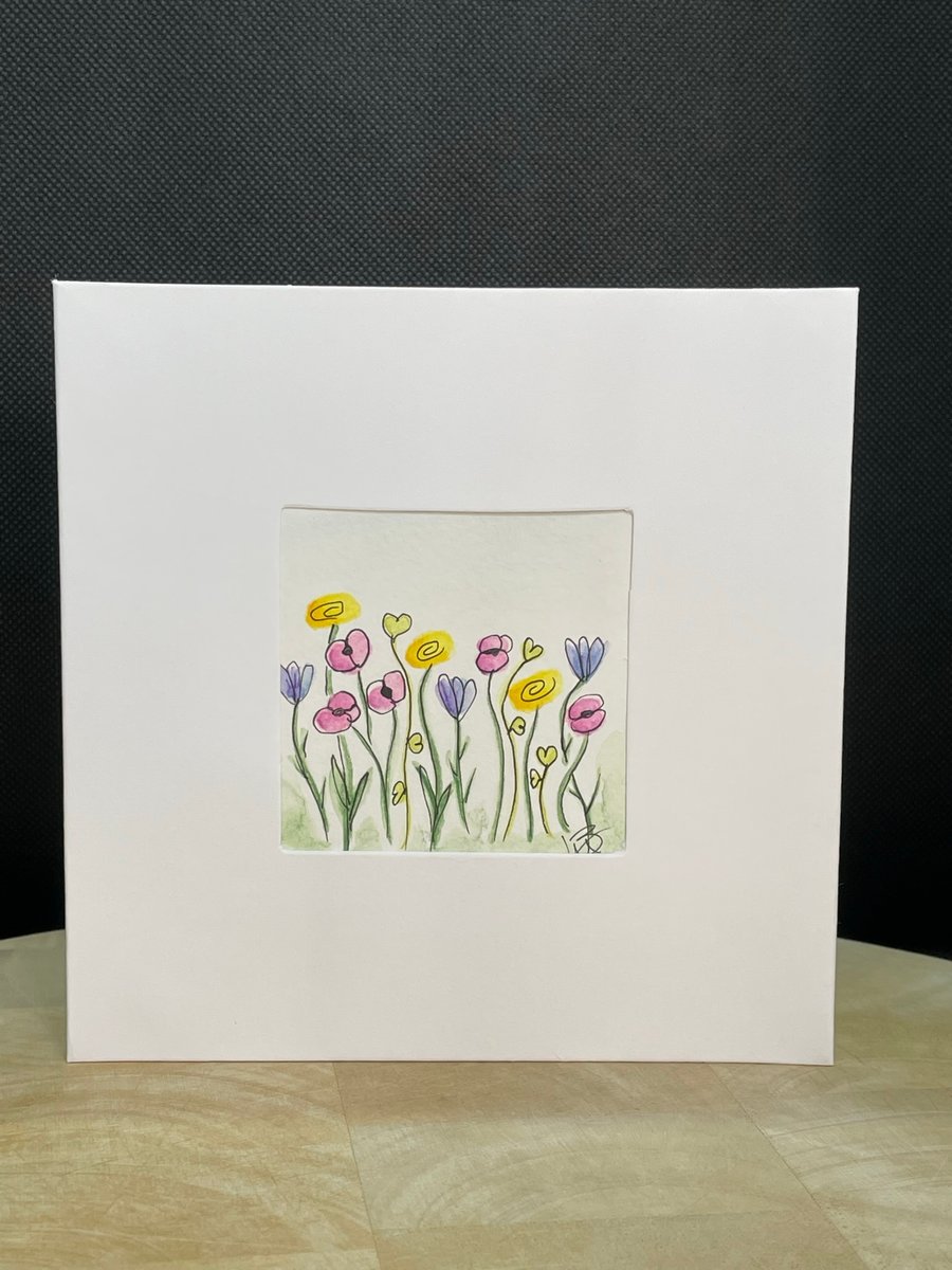 Card Hand Painted Greeting Card, floral watercolour original artwork