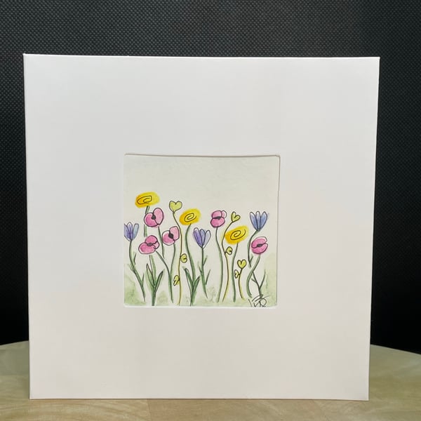 Card Hand Painted Greeting Card, floral watercolour original artwork