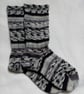 Hand-cranked Knitted Ribbed Wool Socks Size 4 to 5 - Image 2