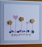 Happy Anniversary Card - Hearts, Flowers and Sequins - Blue and White Polka Dot - Image 10