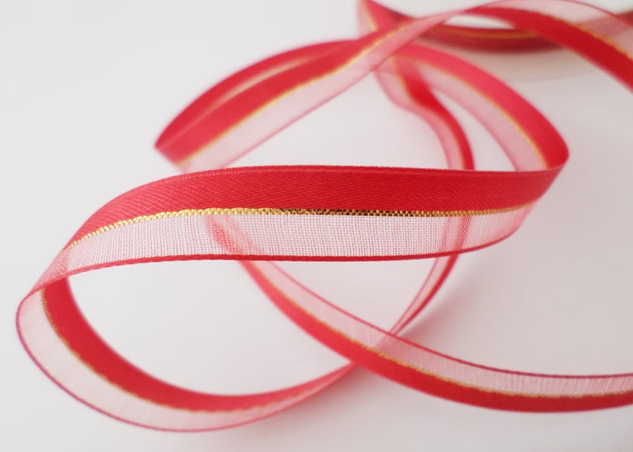 Red Satin organza ribbon 10mm wide x 5 metres 