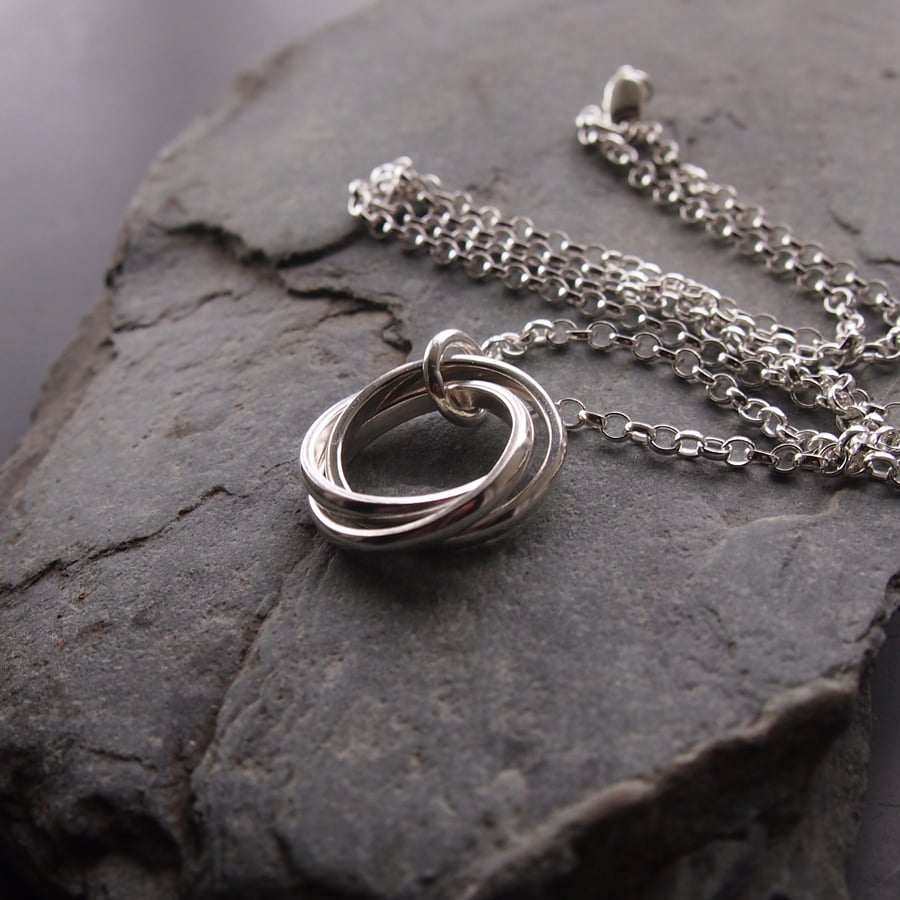 Sterling Silver Triple Link Ring Pendant