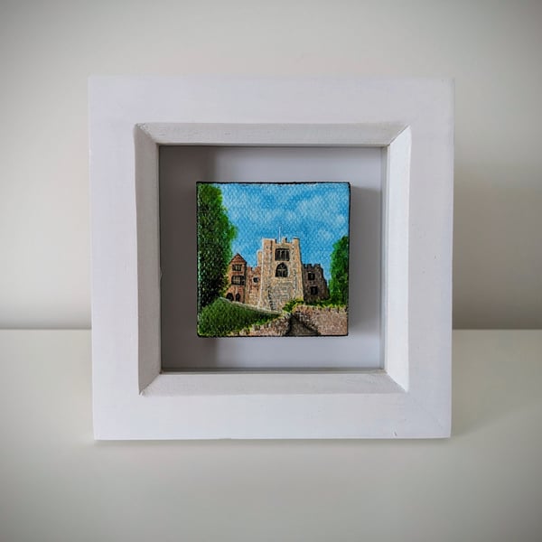 Tamworth Castle Original Miniature Acrylic Artwork Framed