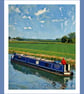 Blue Narrow Boat On The Fens Norfolk Autumn Time Greeting Card A5  - Image 1