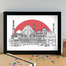 Delhi Landmarks Skyline Art Print