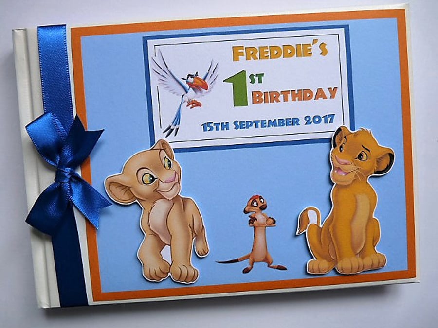 Personalised Lion King Birthday Guest Book, Baby Shower Guest book