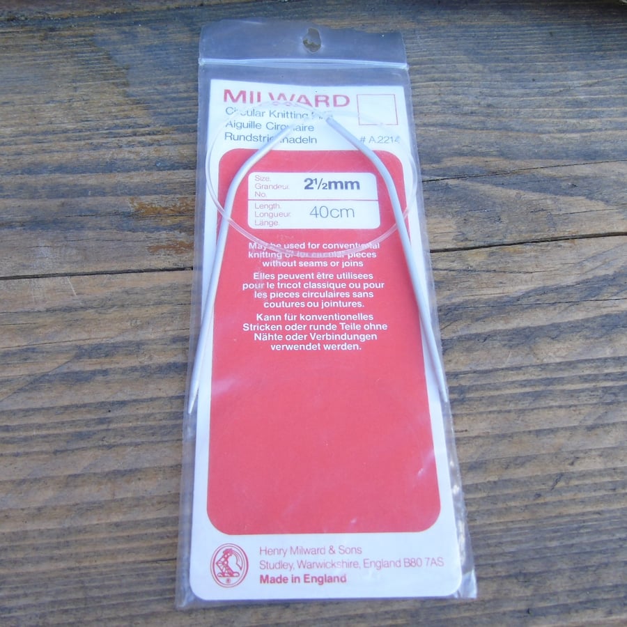 Millward Circular Knitting Needles Vintage 40cm size 2.5mm