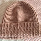 Knitted Beanie Hat in a Beige Ribbed Design Adult 
