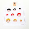 Tiny Doll Faces Fabric Panel for Making Covered Buttons (Set of 9)
