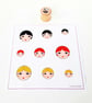 Tiny Doll Faces Fabric Panel for Making Covered Buttons (Set of 9)