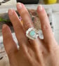 Flower Ring with Blue Stone - Handmade Mixed Metal Ring - Image 5
