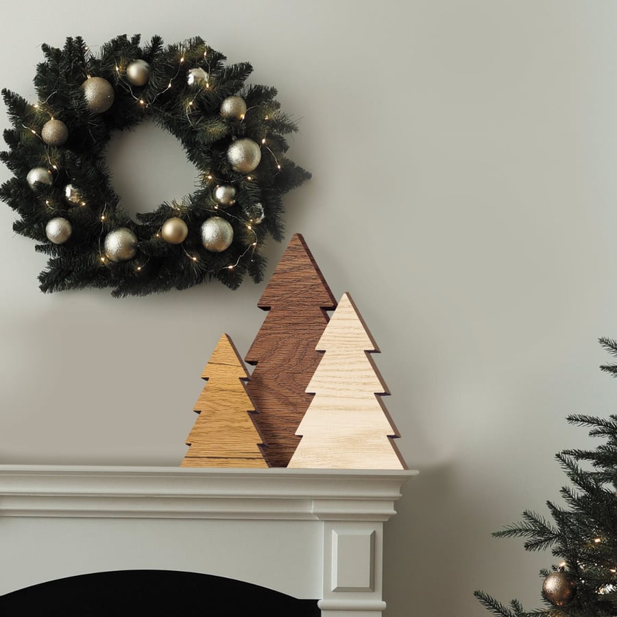 Three Trees Christmas Decoration Cosy & Rustic Christmas Ornaments Wooden