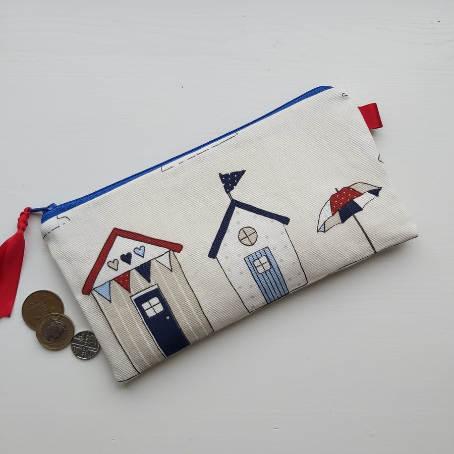 Beach huts and bunting Make Up Bag  Pencil Case