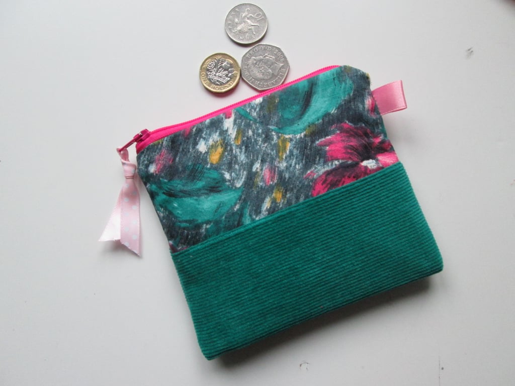 Floral Printed Cord Coin Purse