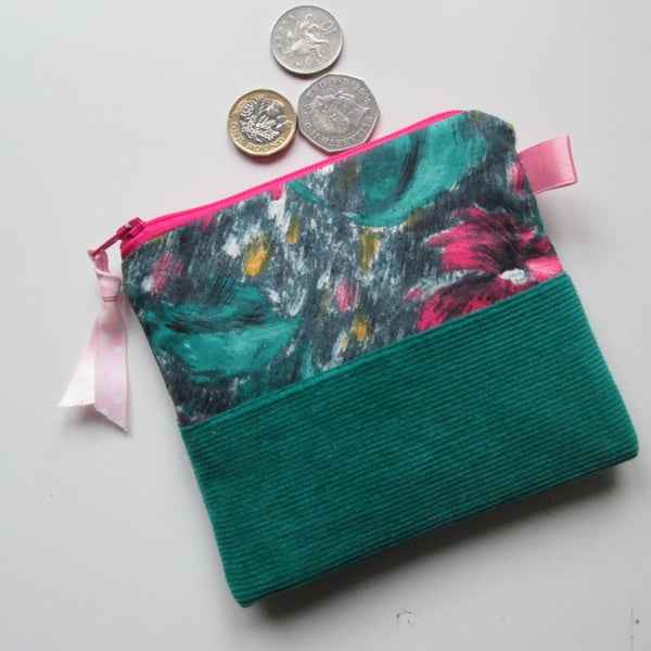 Floral Printed Cord Coin Purse