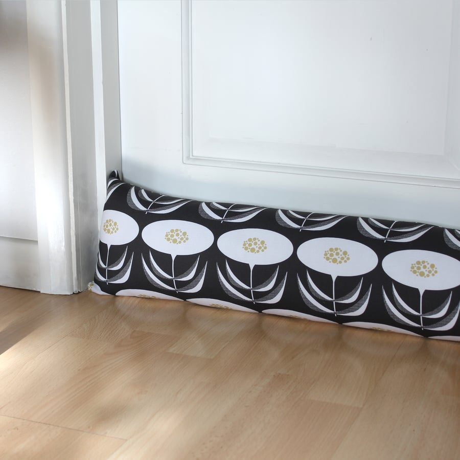 Black & White 'Dandelion' Fabric Draught Excluder