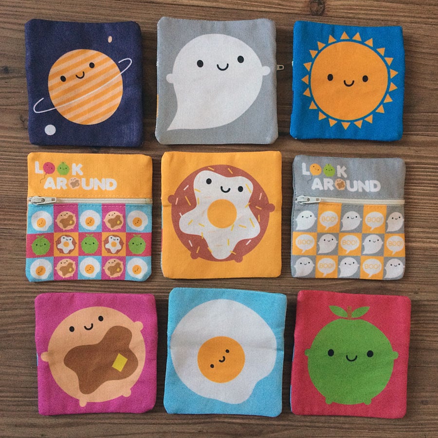 Kawaii Coin Purse - Choose ONE - Planet, Sun, Ghost, Pancake, Egg, Donut, Apple