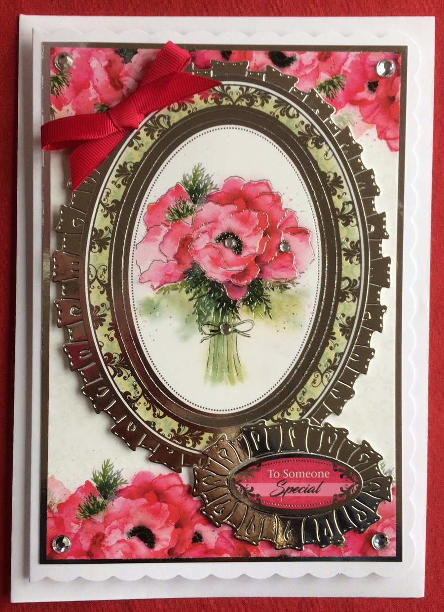3D Luxury Handmade Card Red Poppies To Someone Special by Poppy Kay Designs