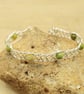 Adjustable Chrysoprase cuff bracelet. May Birthstone Wire wrapped Celtic Weave - Image 1