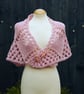 Chunky hand knit lace capelet in blossom pink 100% wool - design SB168 - Image 3