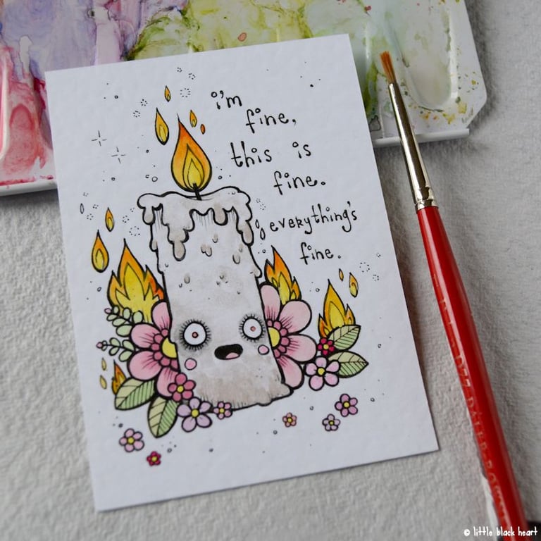 everythings fine - original aceo