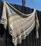 Asymmetrical Triangle Stripped Lace Shawl Wrap  - Image 4
