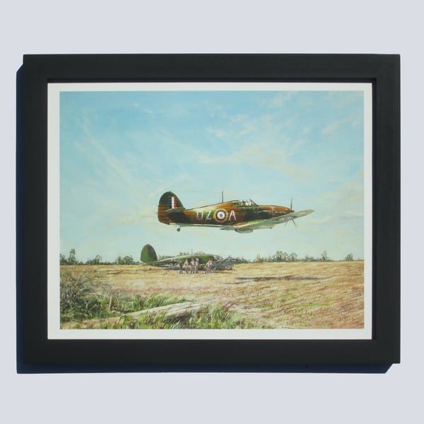 HAWKER HURRICANE Framed Art Print- Battle of Britain WW2 Aviation- Wood Frame