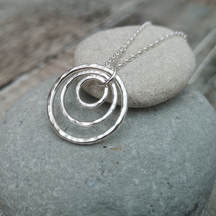 Sterling Silver 3 Circle Necklace, Infinity Necklace, Eternity Necklace - NEK060