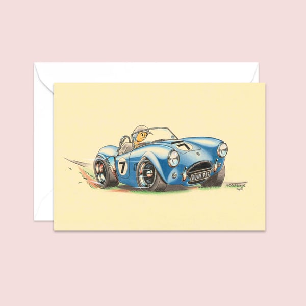 Boy Racer Greeting Card: Hand Drawn Sports Car Illustration (304)