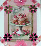 Strawberry Cream Scone - Hand Crafted Decoupage Card - Happy Birthday (3145)