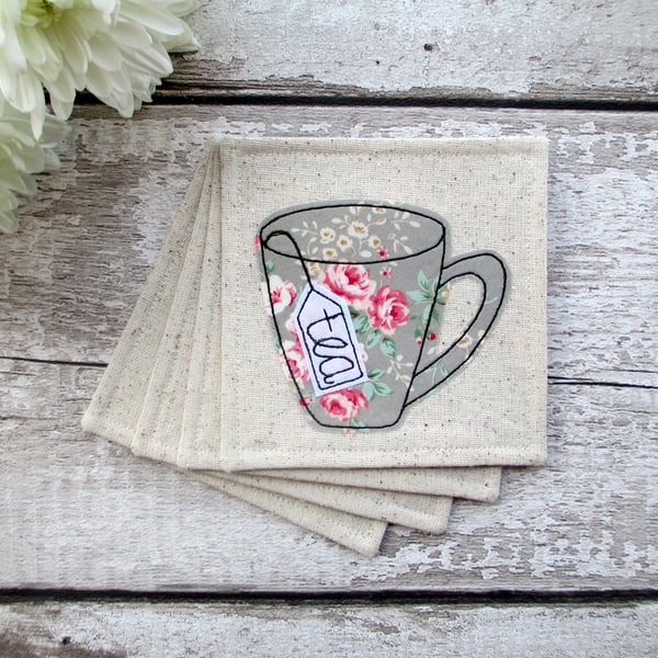 Coasters, set of 4 floral mug coasters
