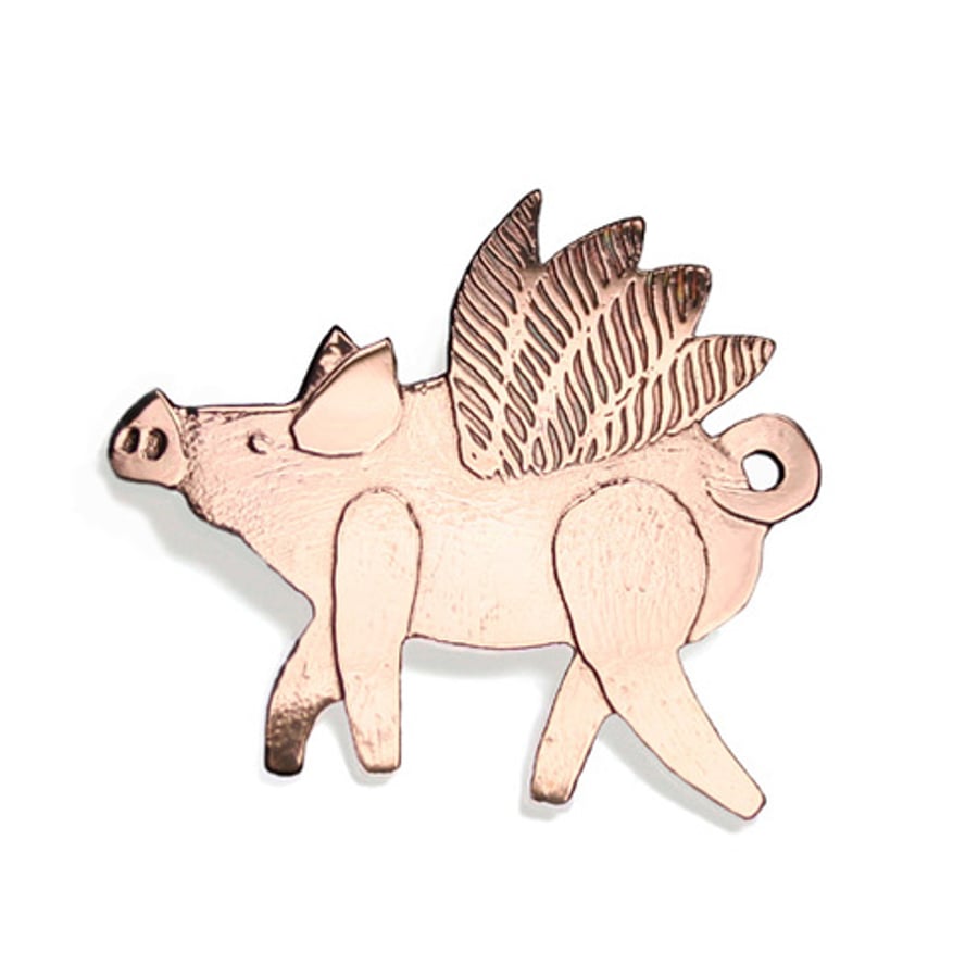 Flying pig brooch