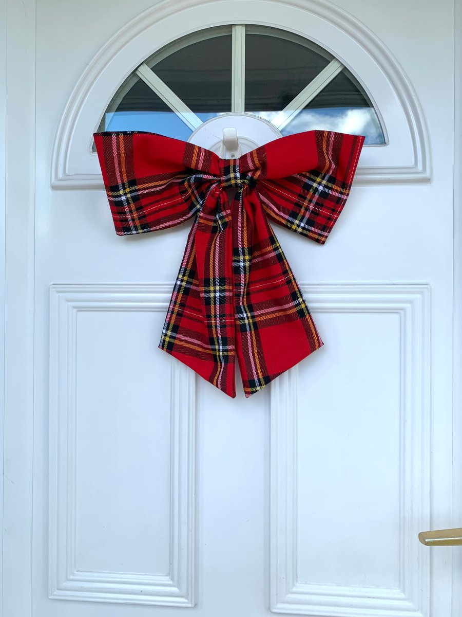 Red Tartan Door Bow - Large