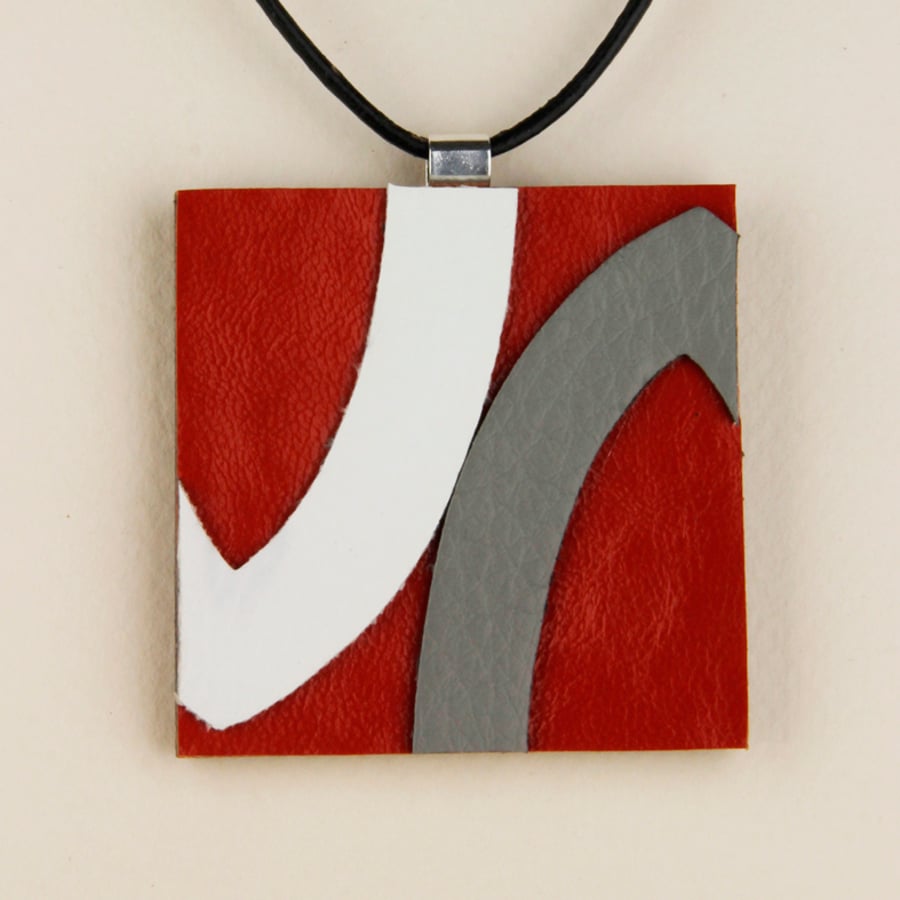 30 -  SQUARE LEATHER PENDANT