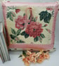 Cushion cover 16" cream floral,  hearts, pink satin boarder.  - Image 5