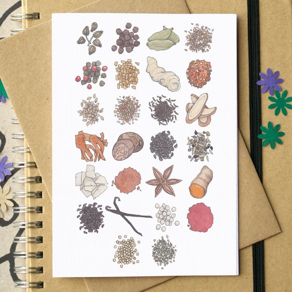 Spices Food Alphabet Greetings Card
