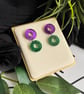 Green and Purple Double Hoop Earrings - Image 2