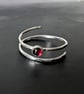 Sterling Silver  Open Wrap Garnet STONE  Ring, Handmade Urban Jewellery