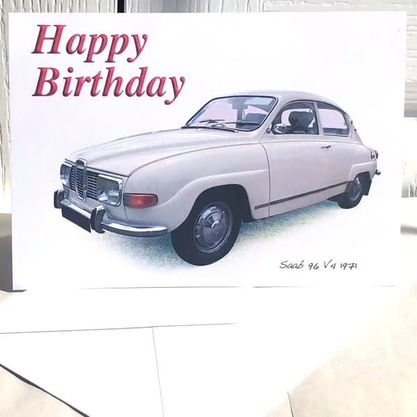 Saab 96 V4 1971 - Birthday, Anniversary, Retirement or Plain Card