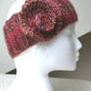 SALE! Flowered 100% Wool Headband in Rich Reds