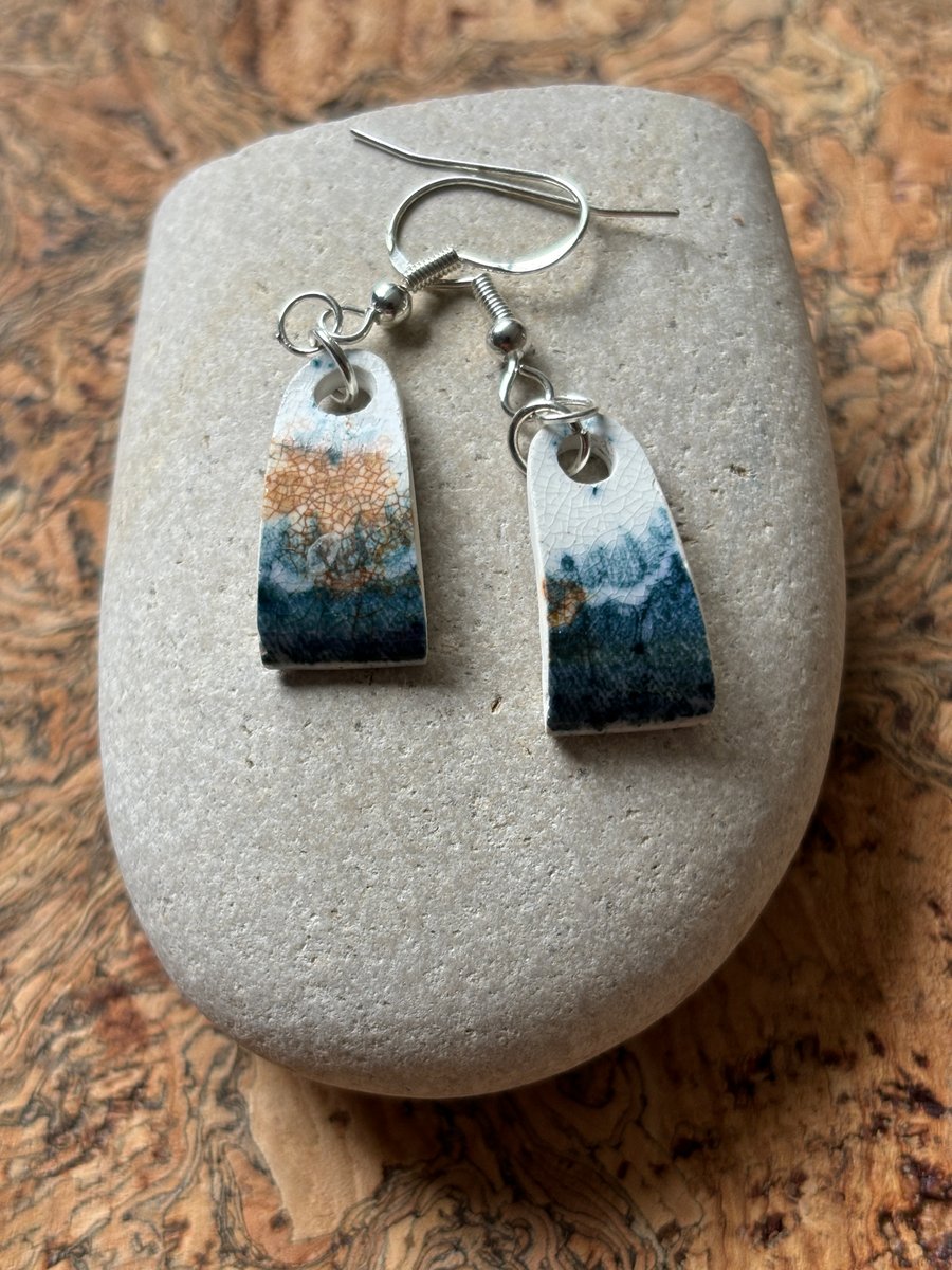 Handmade Ceramic Earrings One of a Kind Sterling Silver Eco Friendly Gifts