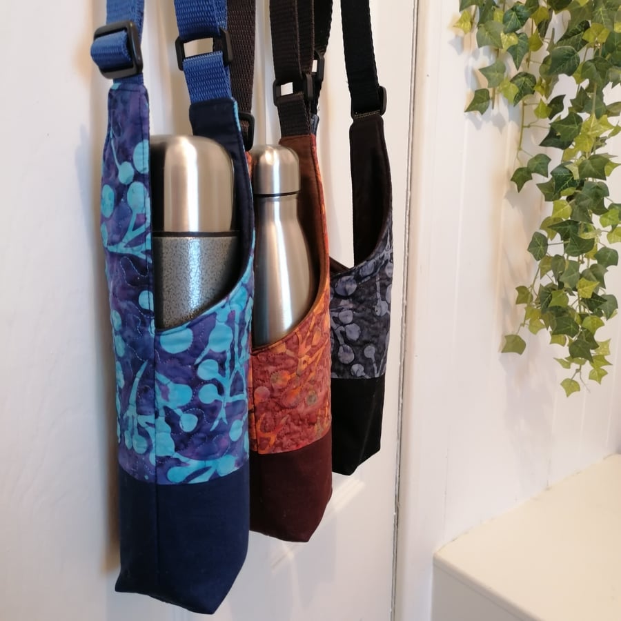 Batik Berries Crossbody Water Bottle Holder Folksy