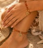 Sunset Amber Tree of Life Bracelet & Anklet Gift Set