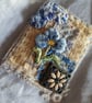 Slow-stitched and needle-painted blue floral brooch - Image 4