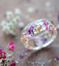 Real Flower Ring Sweet Alyssum - Gold Flakes Pressed Flower Ring Resin Jewelry R - Image 3