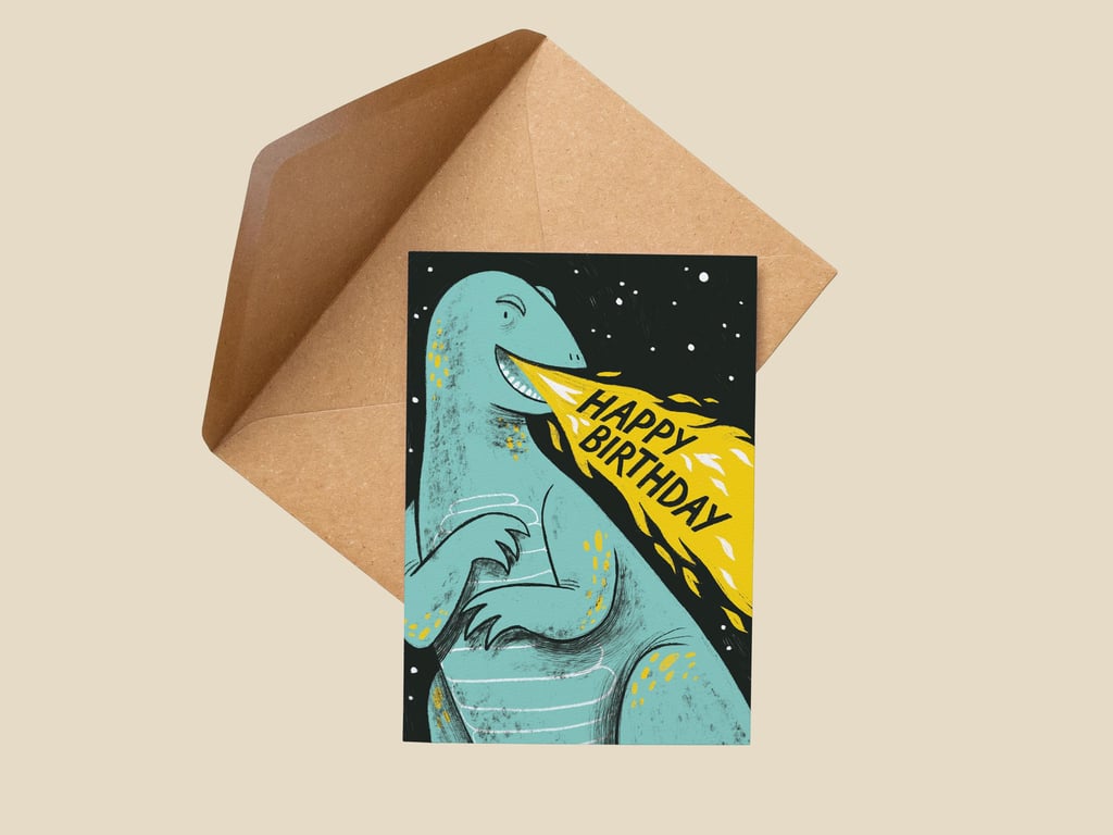 Godzilla Birthday Card: Geeky Sci-Fi Monster Movie Greetings Card