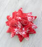 Red and White Fabric Christmas Tree Table Decoration with Snowflake design - Image 1