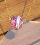 Handmade Pink Glass ball pendant on gold played chain. handmade - Image 6