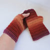 Seconds Sunday Fingerless Crochet Mitts Aubergine Russet Apricot Plum