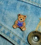 Violet Bear Pin, Handmade Tiny Teddy Brooch, February Birth Flower Badge - Image 3